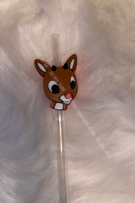 Boy Reindeer 3D Straw Topper