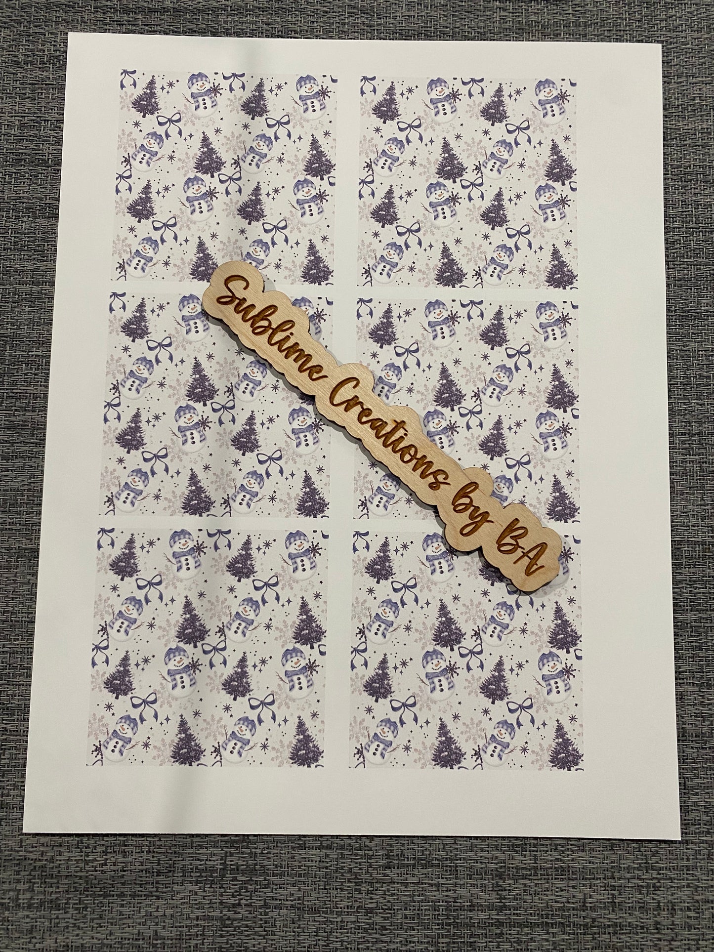 Snowman and Trees Sublimation Transfer Sheet