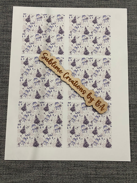 Snowman and Trees Sublimation Transfer Sheet