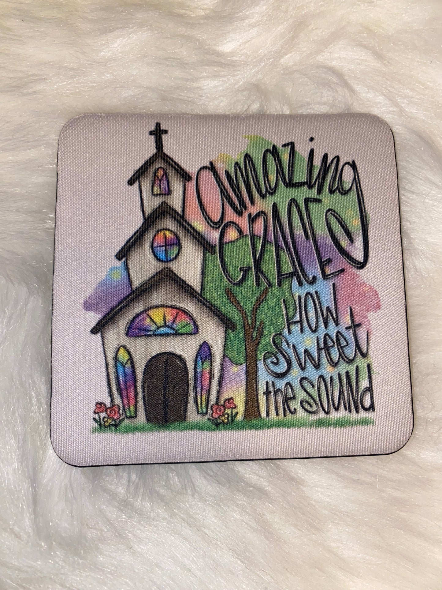 Amazing Grace How Sweet the Sound Desk Coaster