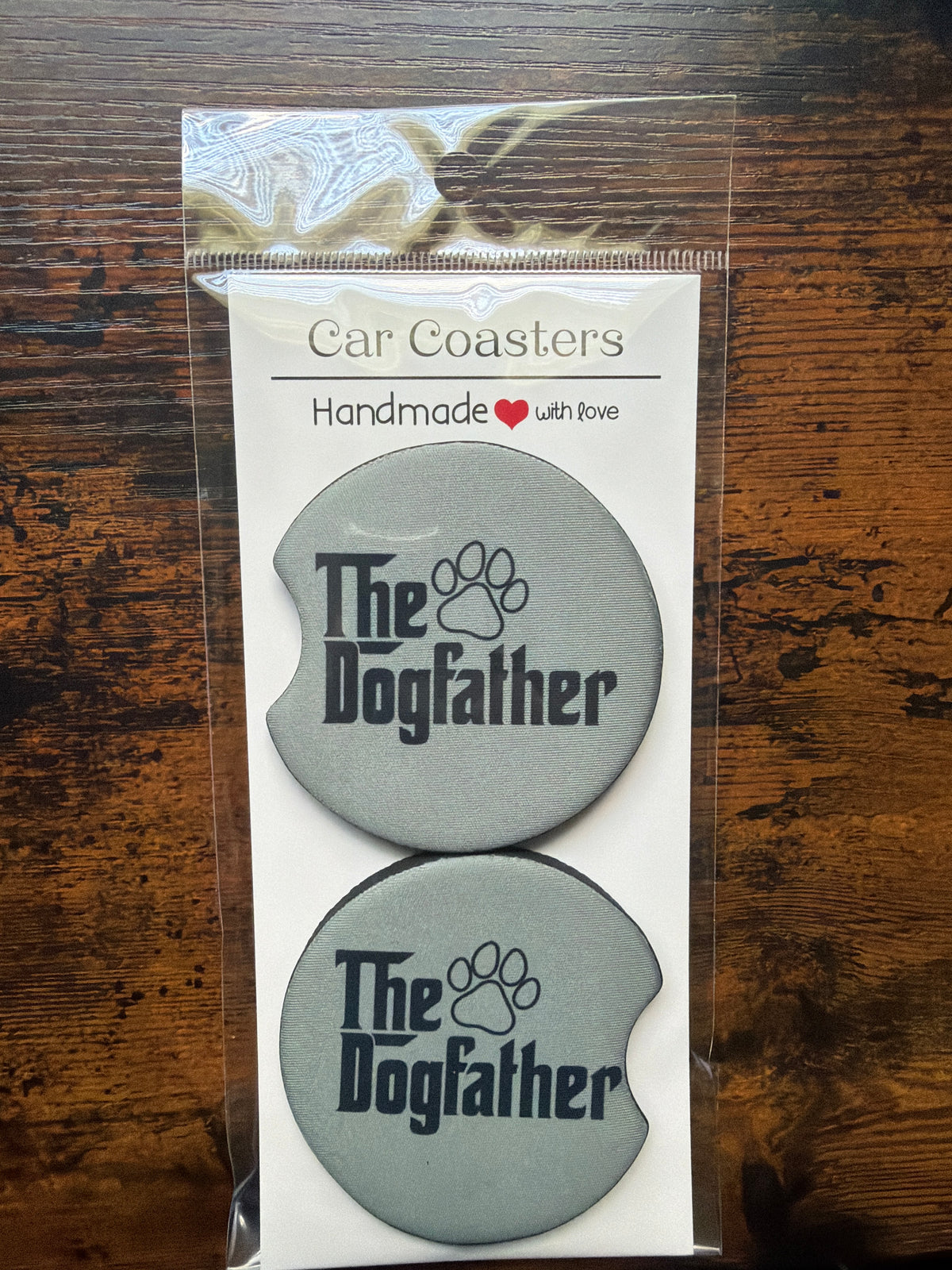 The Dogfather Print Car Coaster Set