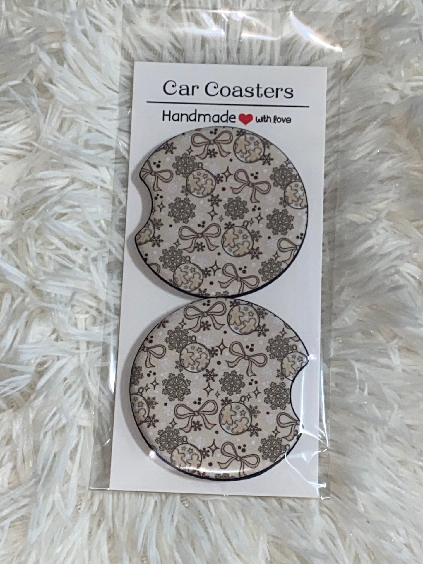 Boho How’s and Snowflakes Print Car Coaster Set