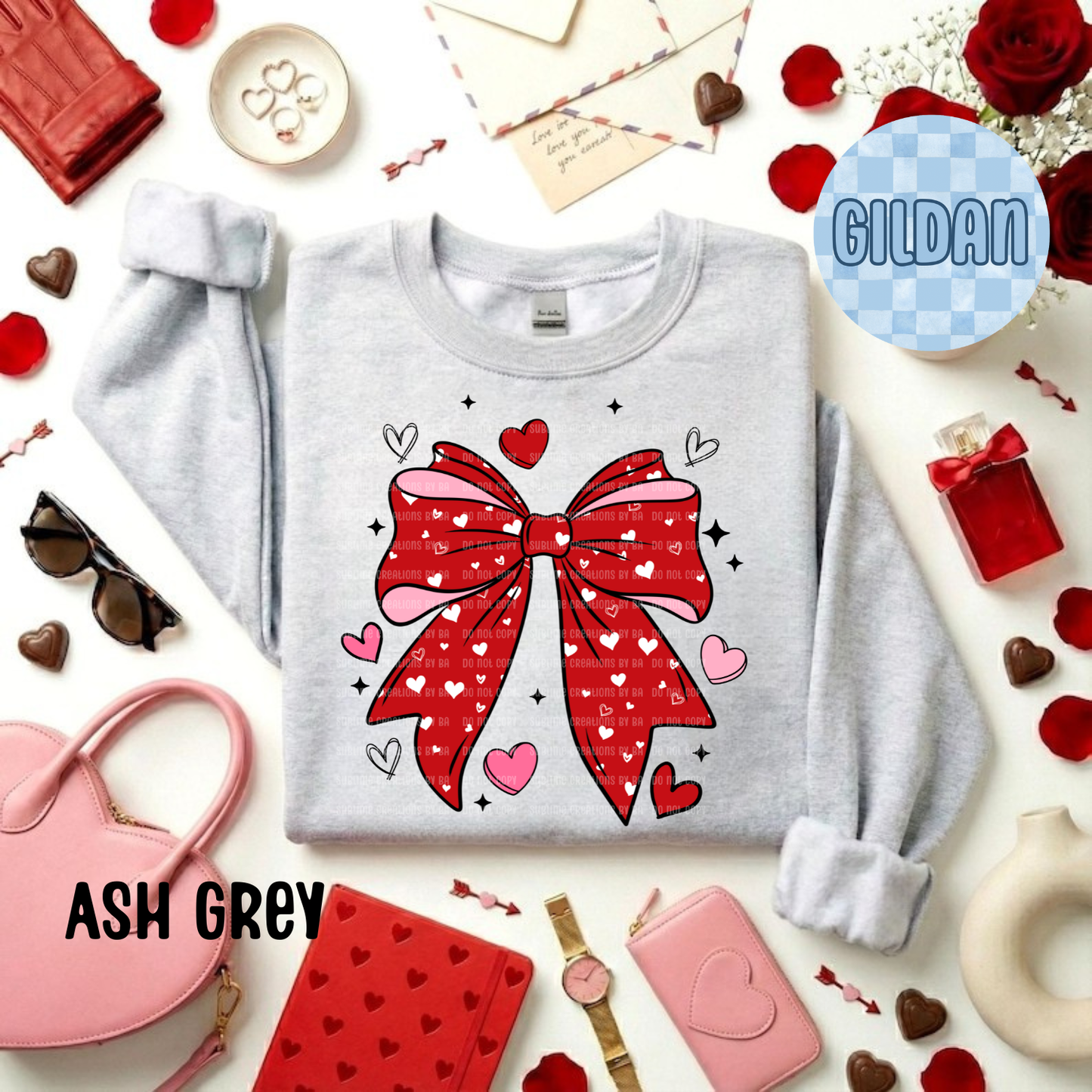 Heart Bow Adult Sweatshirt, Valentine Shirt