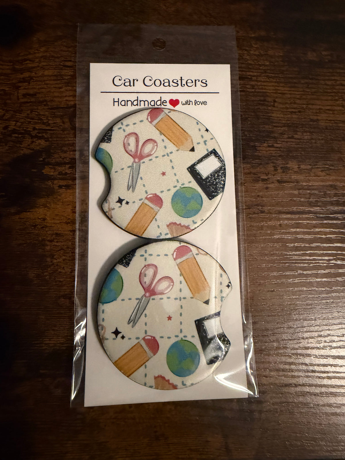 School Supplies Seamless Car Coaster Set