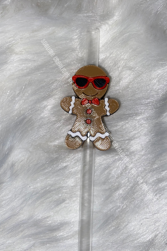 Christmas Gingerbread Man 3D Straw Topper