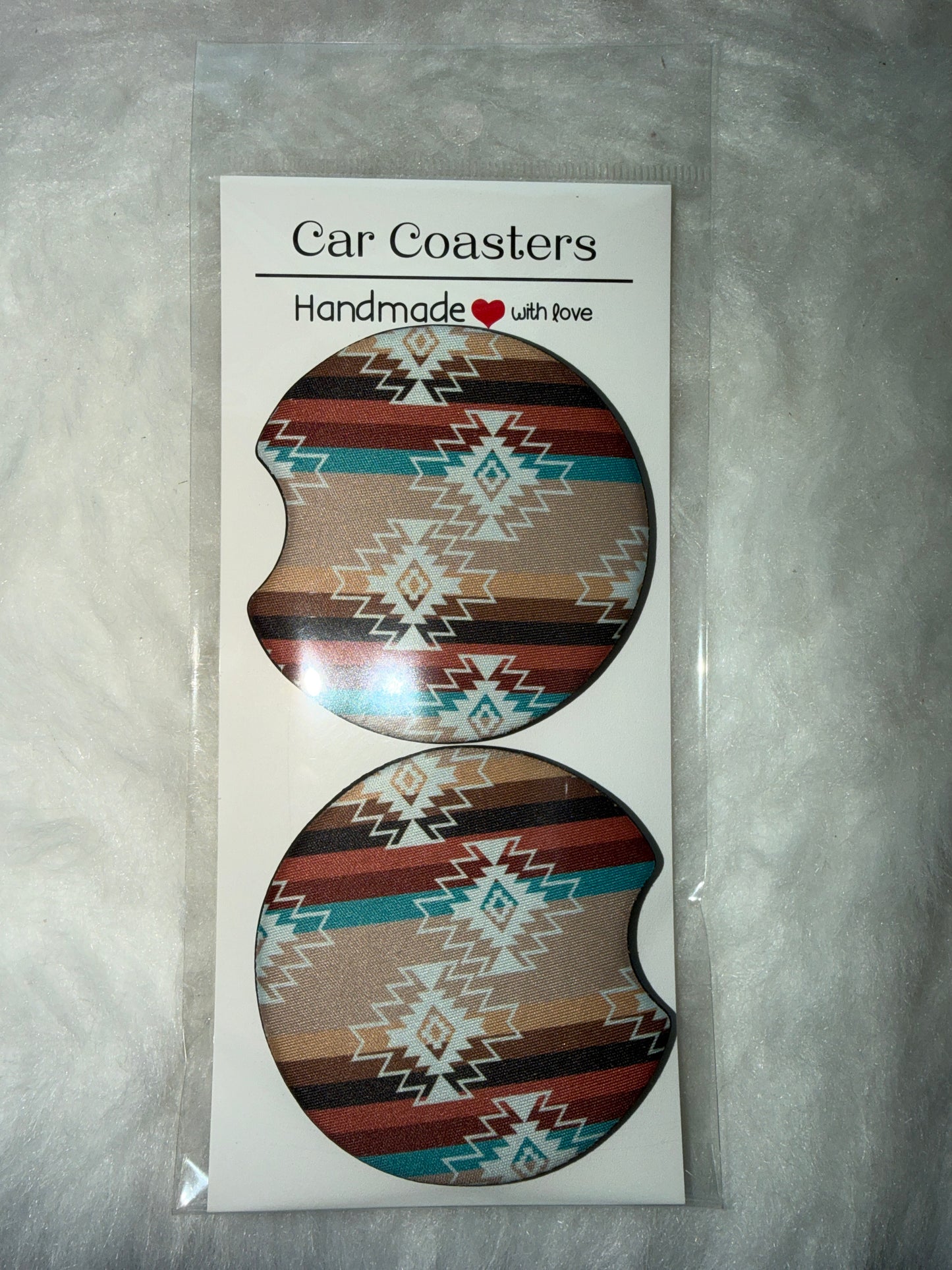 Aztec Print Car Coaster Set