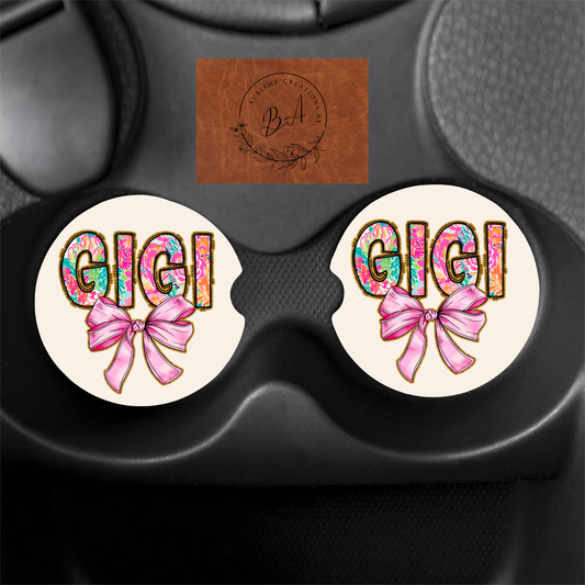 Gigi Floral Print Car Coaster Set