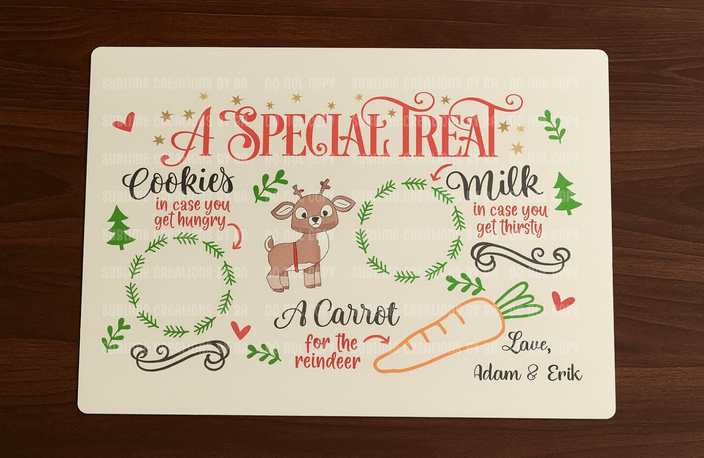 Personalized Santa Treat Placemat for Milk & Cookies