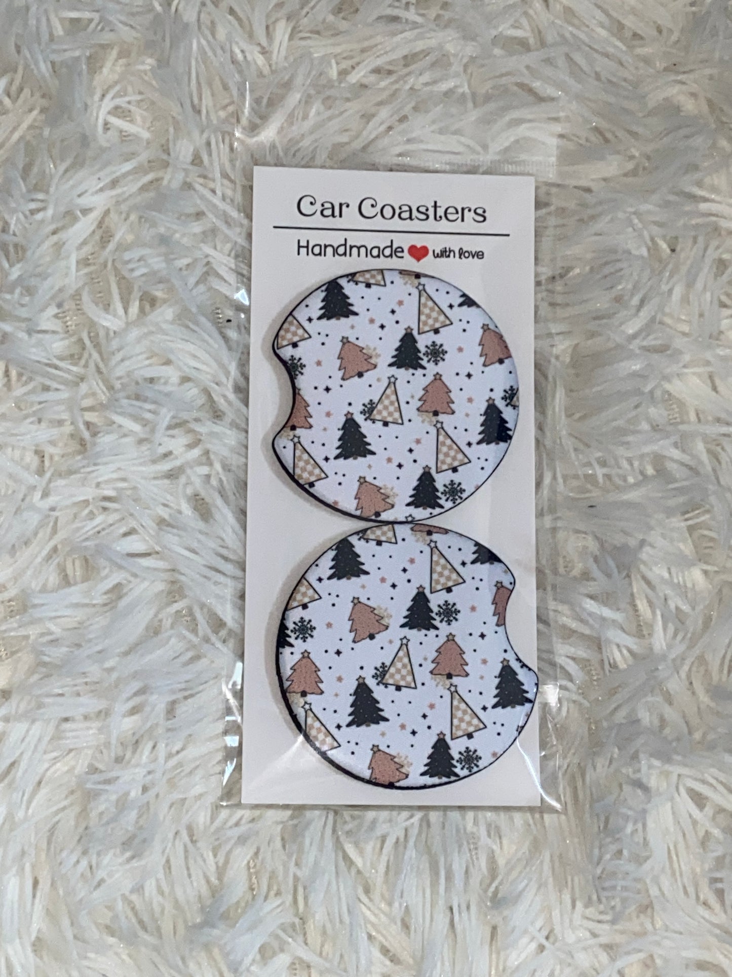 Trees Print Car Coaster Set