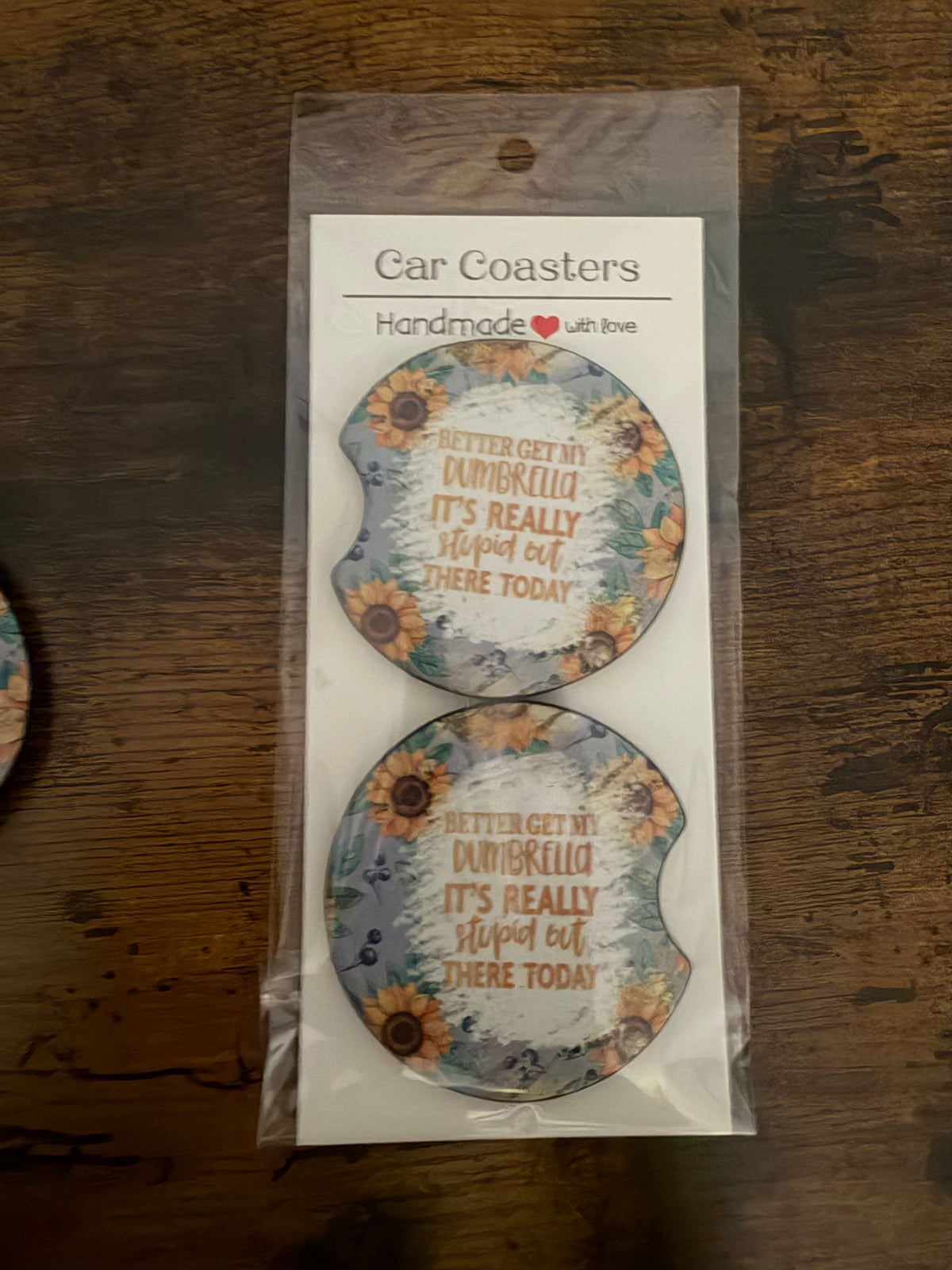 Better Get My Dumbrella Seamless Car Coaster Set