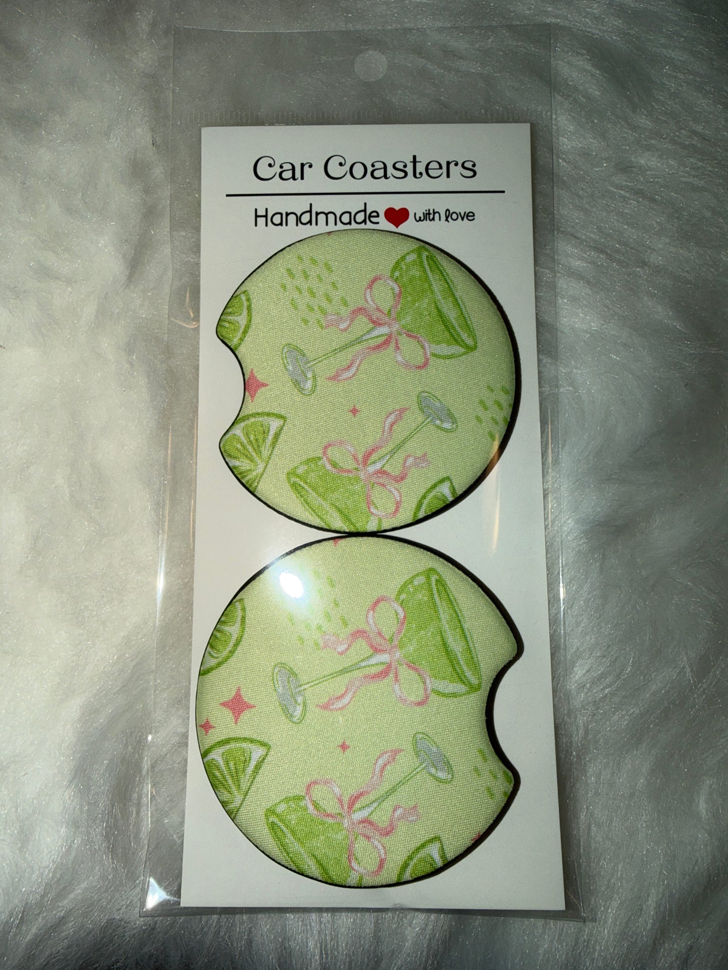 Margarita Bow Seamless Print Car Coaster Set