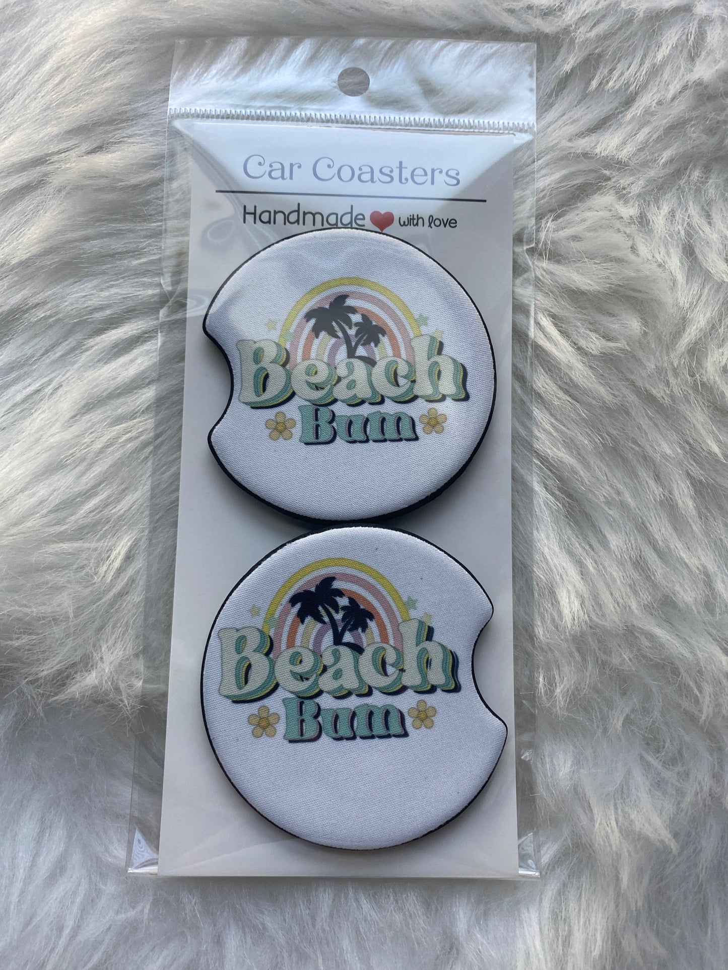 Beach Bum Print Car Coaster Set