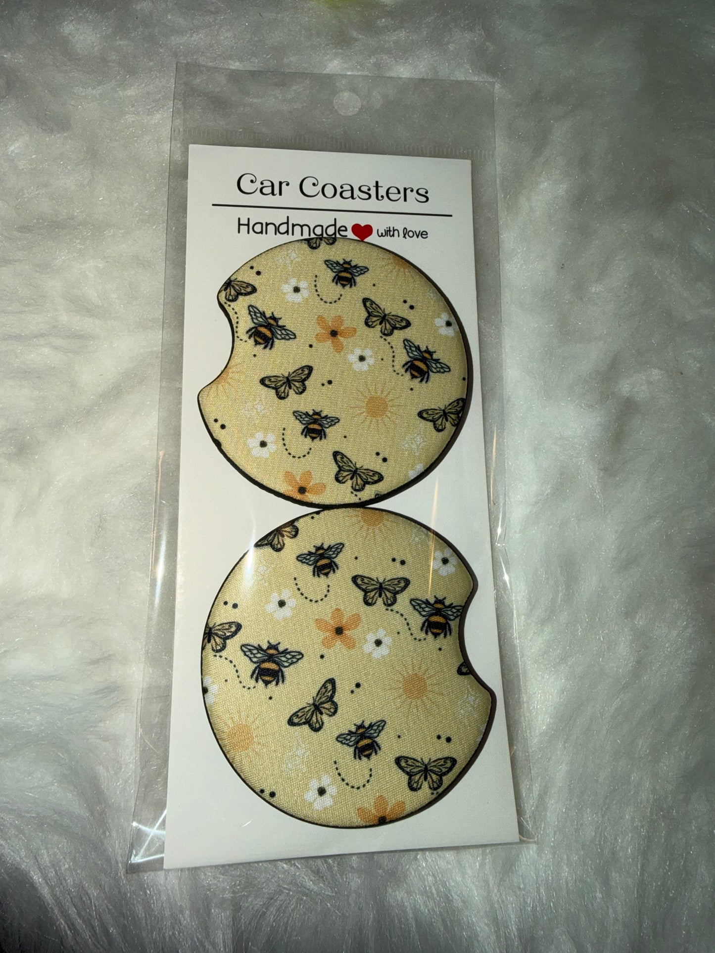 Sunshine on My Mind Seamless Print Car Coaster Set