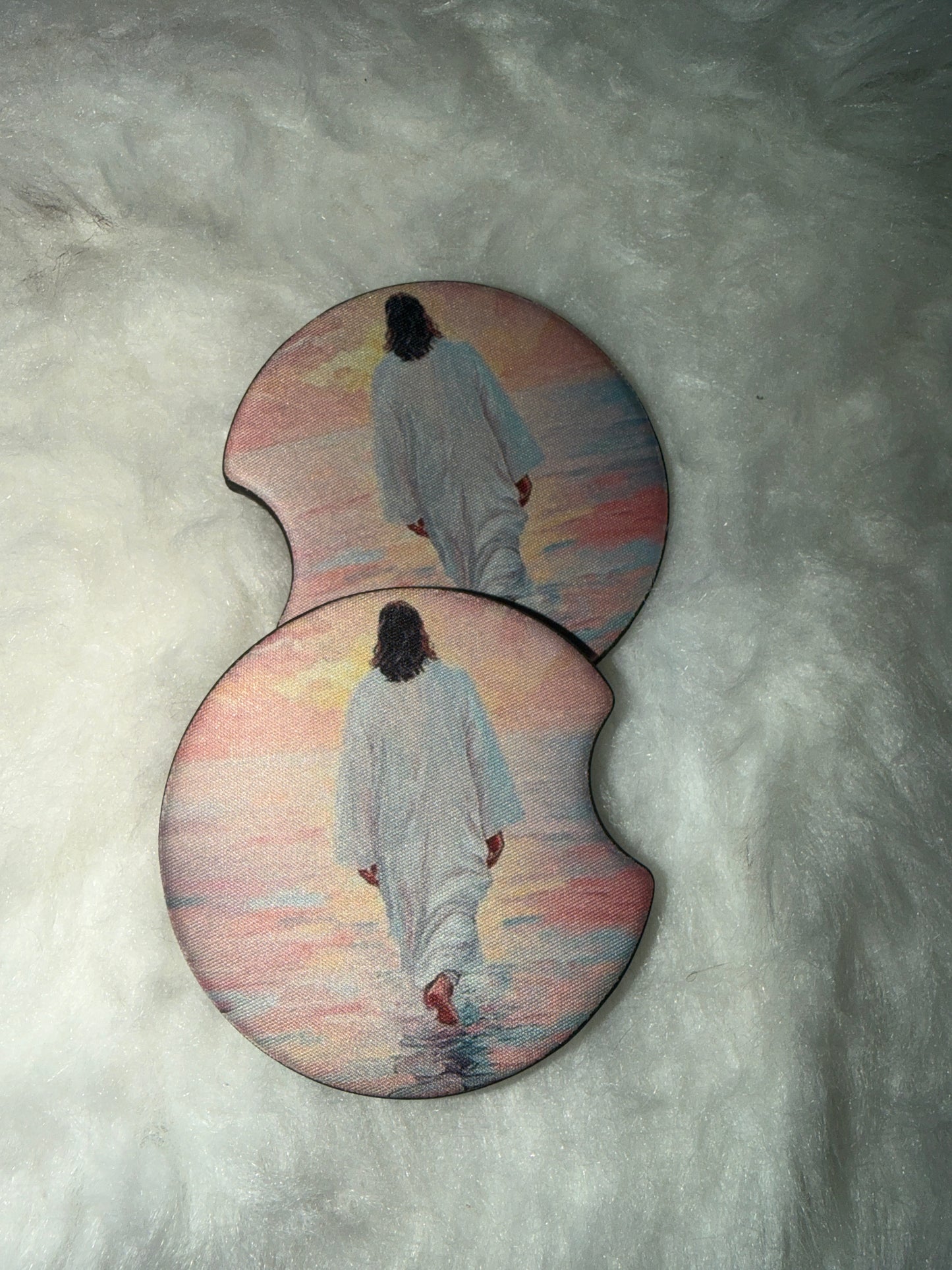 Jesus Walking on Water Seamless Car Coaster Sets