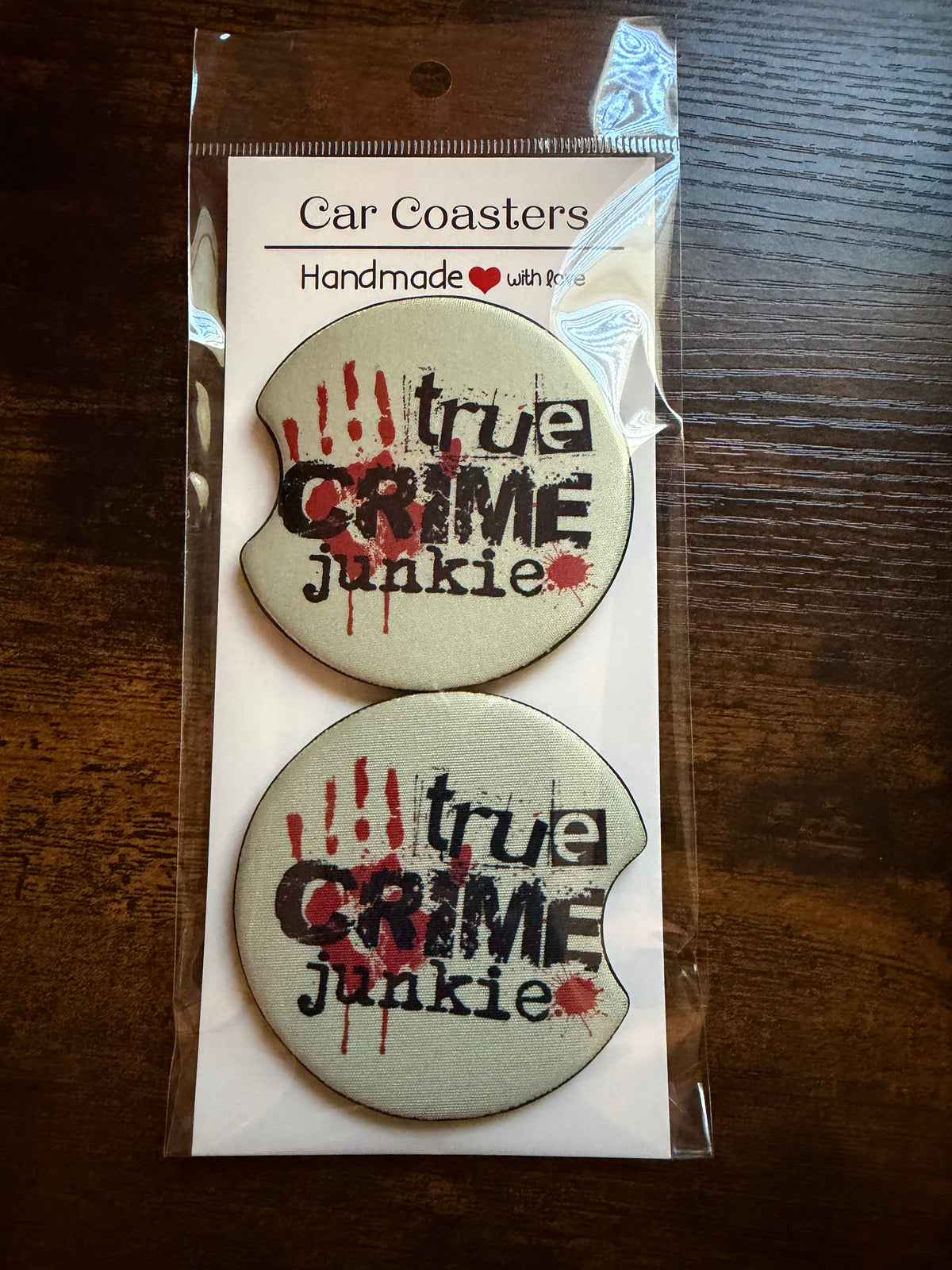 True Crime Junkie Car Coaster Print Car Coaster Set