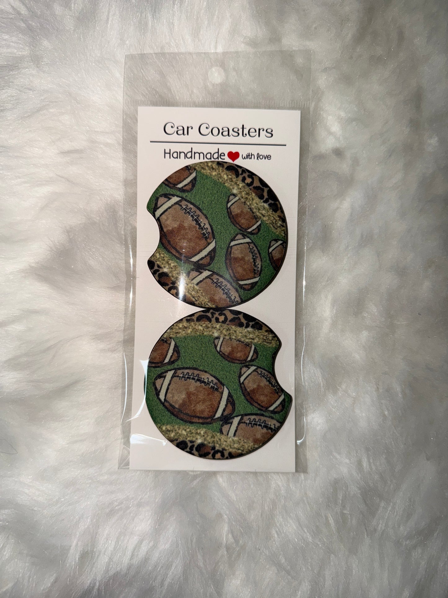 Football Leopard Car Coaster Set