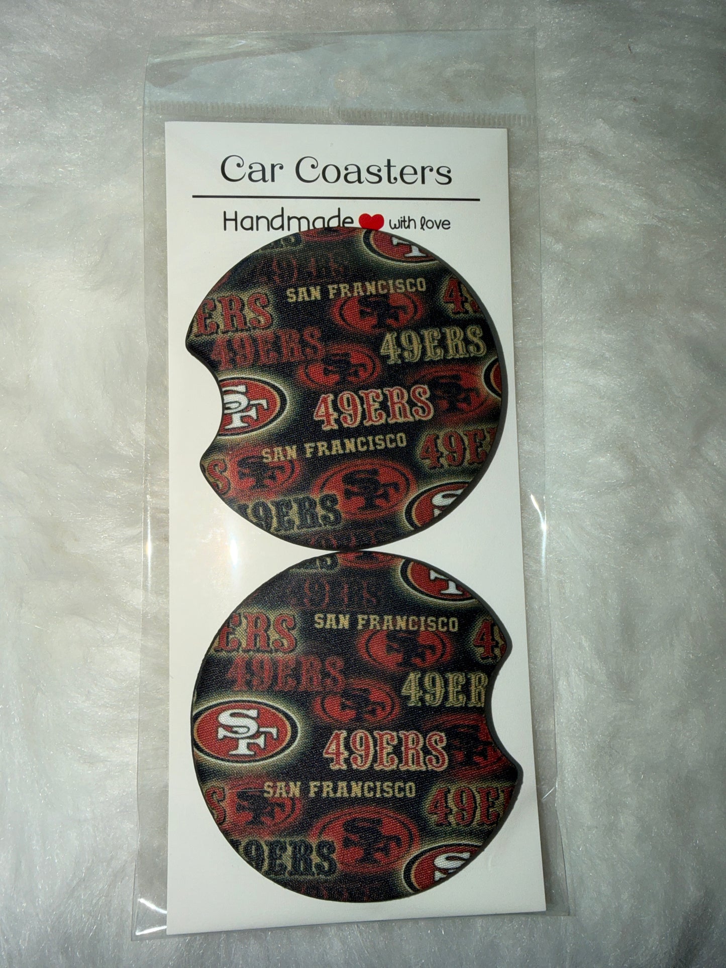 49ers Print Car Coaster Set