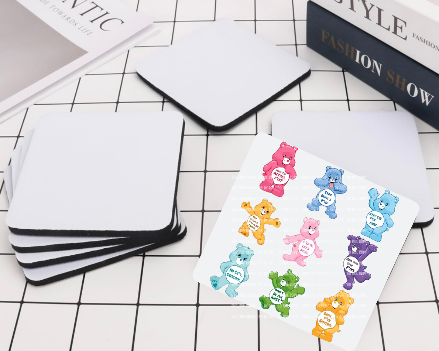 Funny Bear Bad Word Desk Coaster