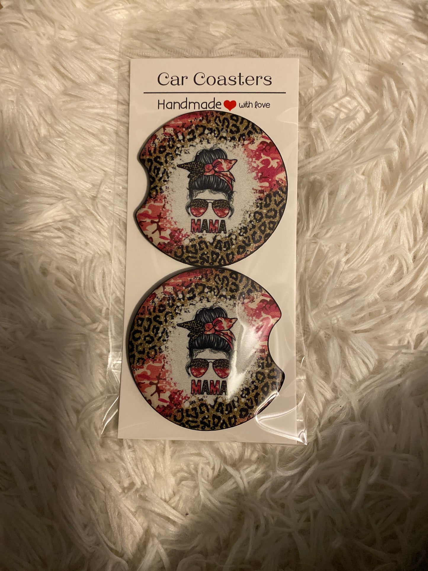 Mama Pink Camo Car Coaster Set