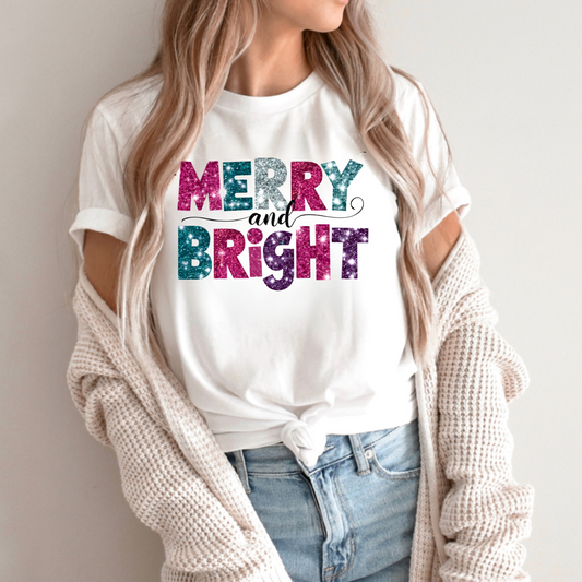 Merry & Bright Sequin DTF Print Only