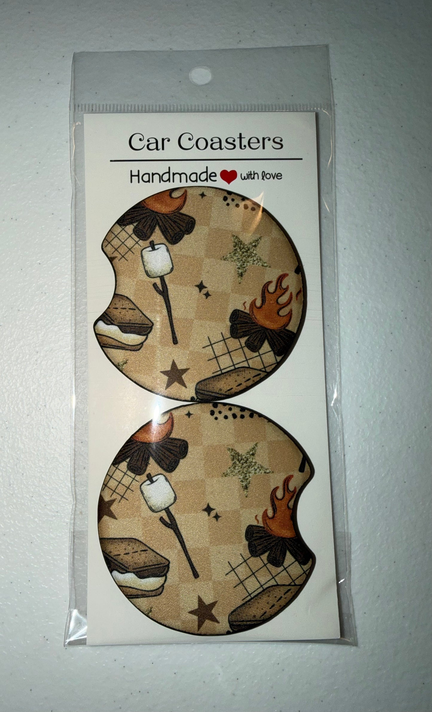 S'mores Collage Seamless Print Car Coaster Set