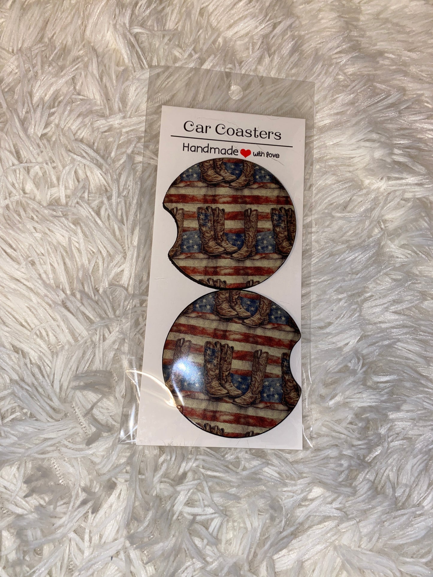 Flag Boots Print Car Coaster Set