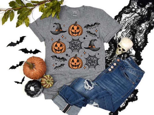 Pumpkin Witch Grid Tee