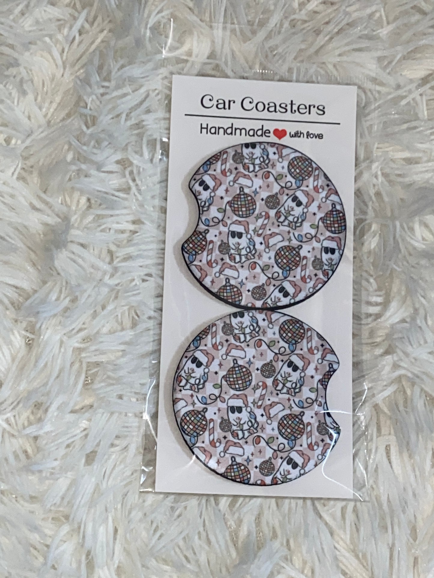 Disco Ghost Print Car Coaster Set