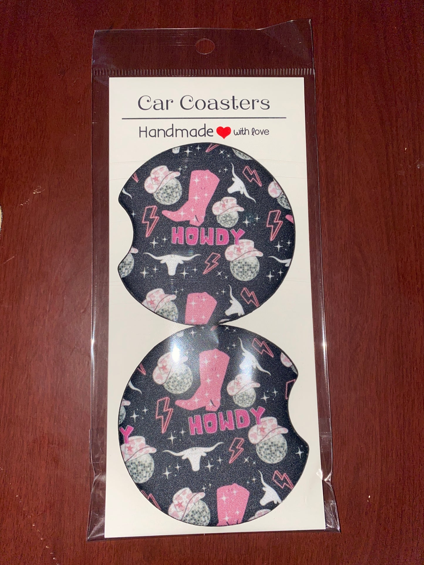 Howdy Disco Print Car Coaster Set