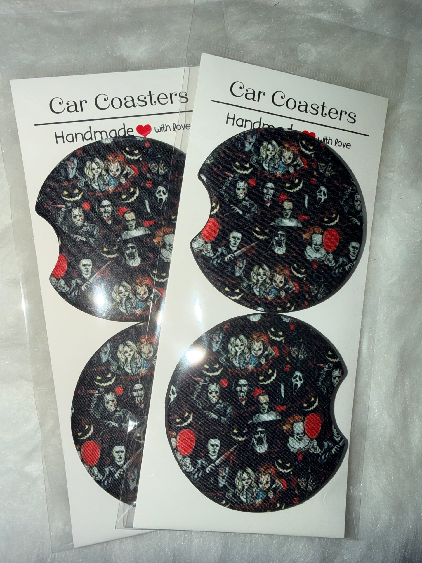 Horror Character Print Car Coaster set