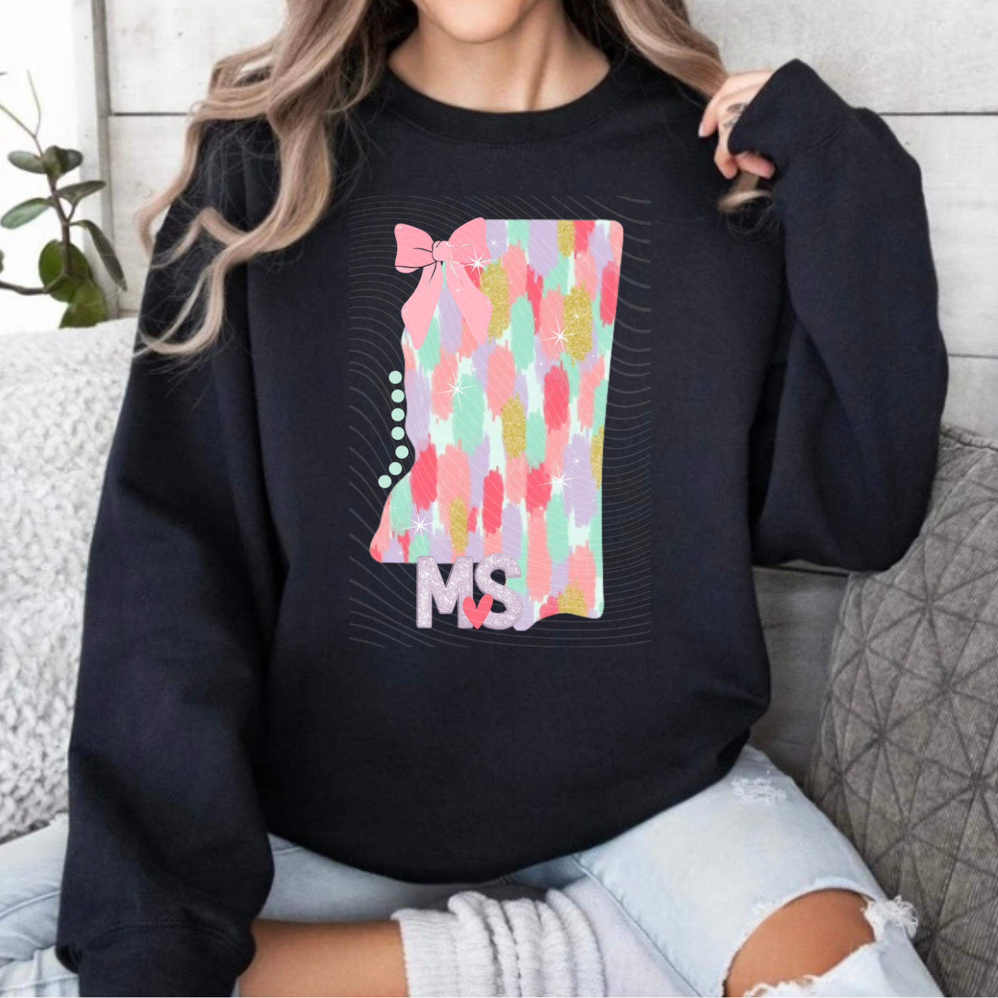 MS State Pastel Brushstroke Sweatshirt