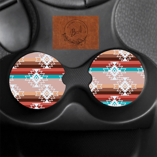Aztec Print Car Coaster Set