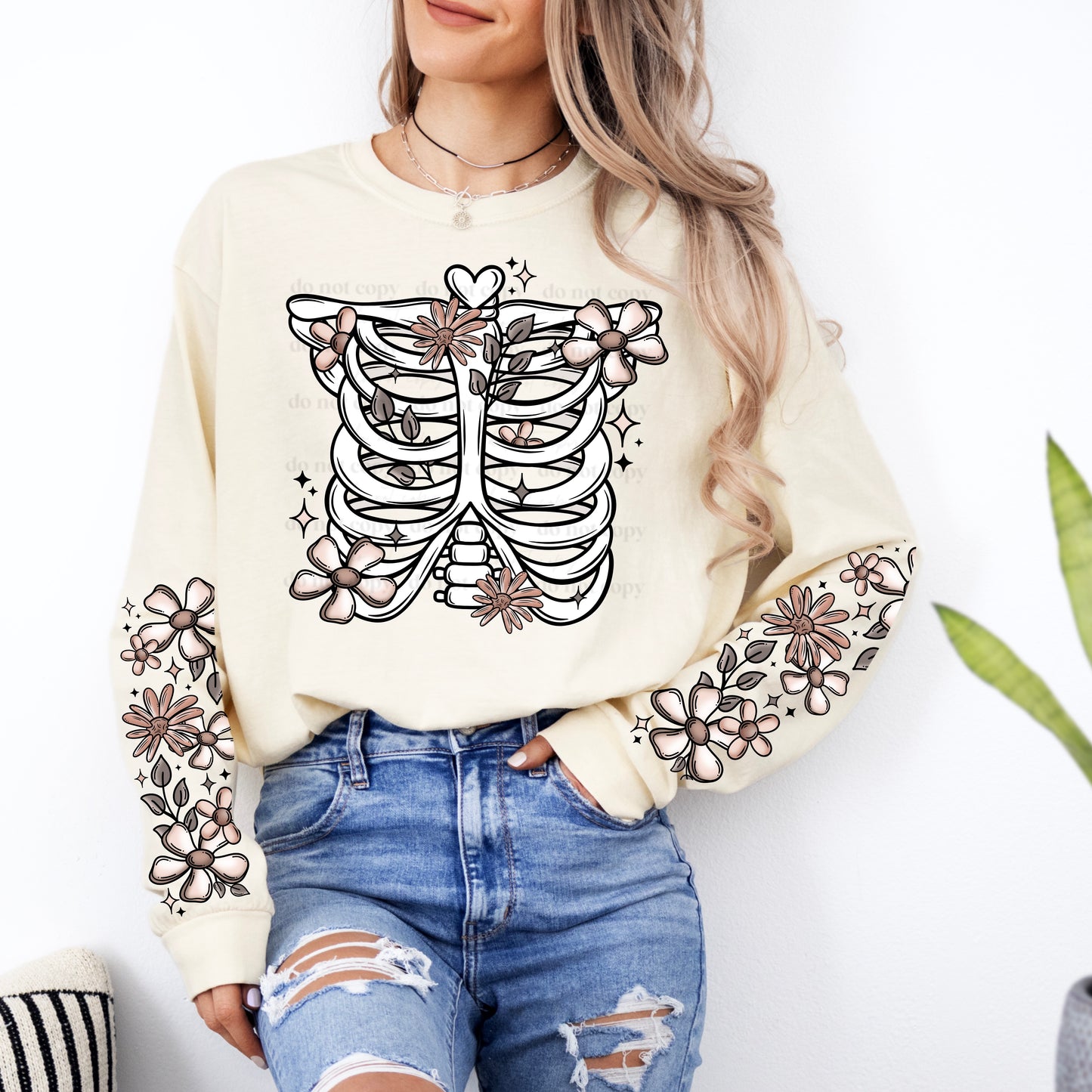 Floral Ribcage DTF Print Only