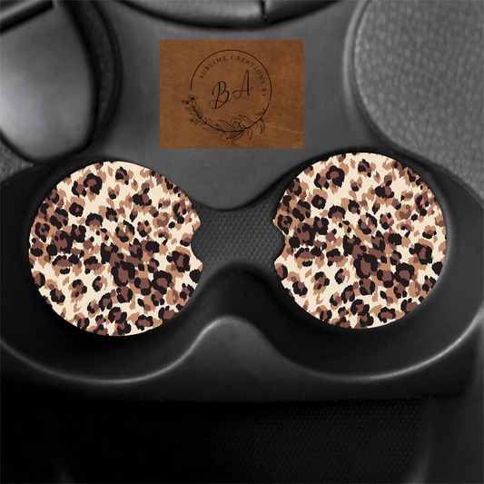 Leopard Print Car Coaster Set