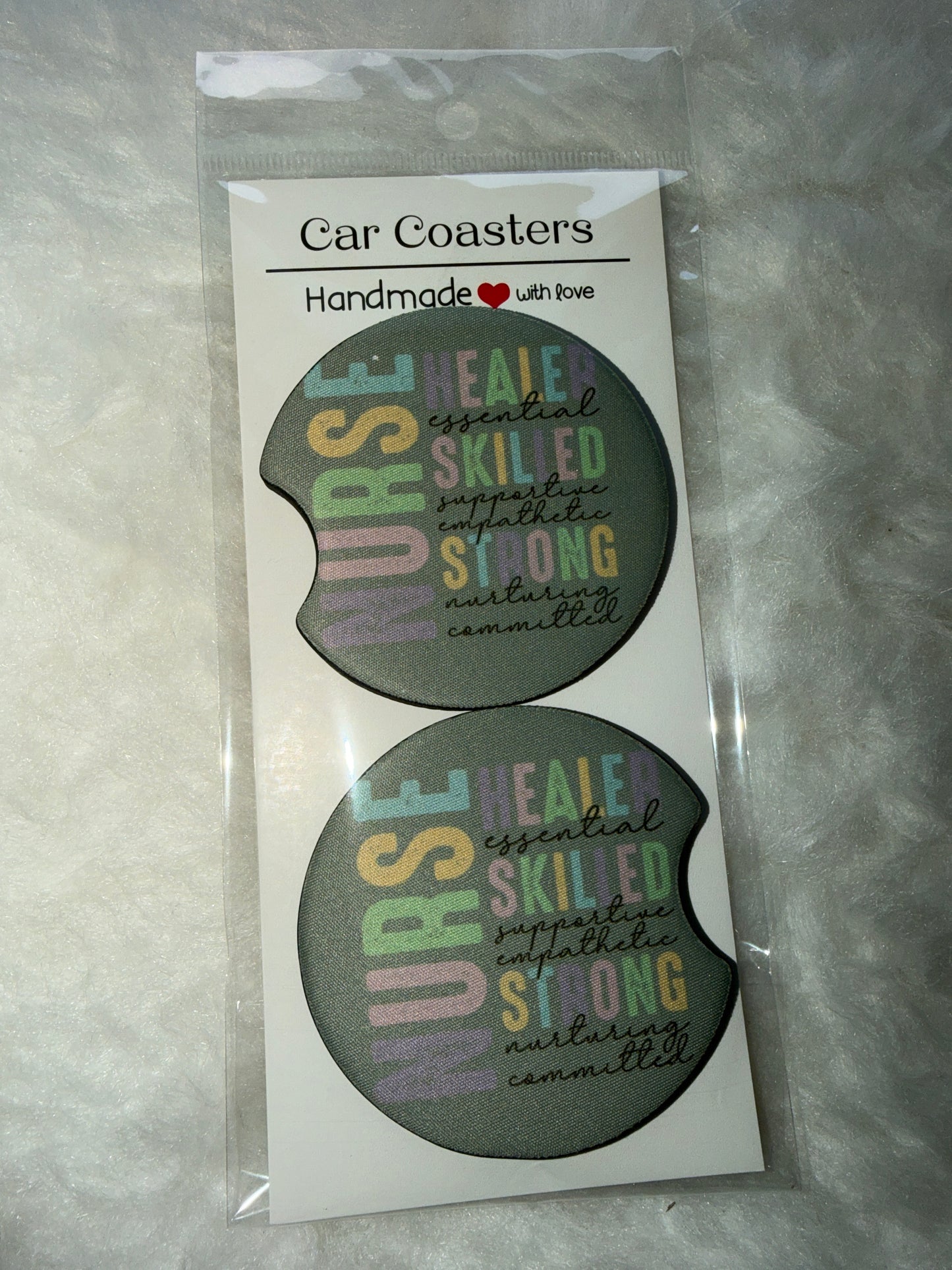 Nurse Print Car Coaster Set