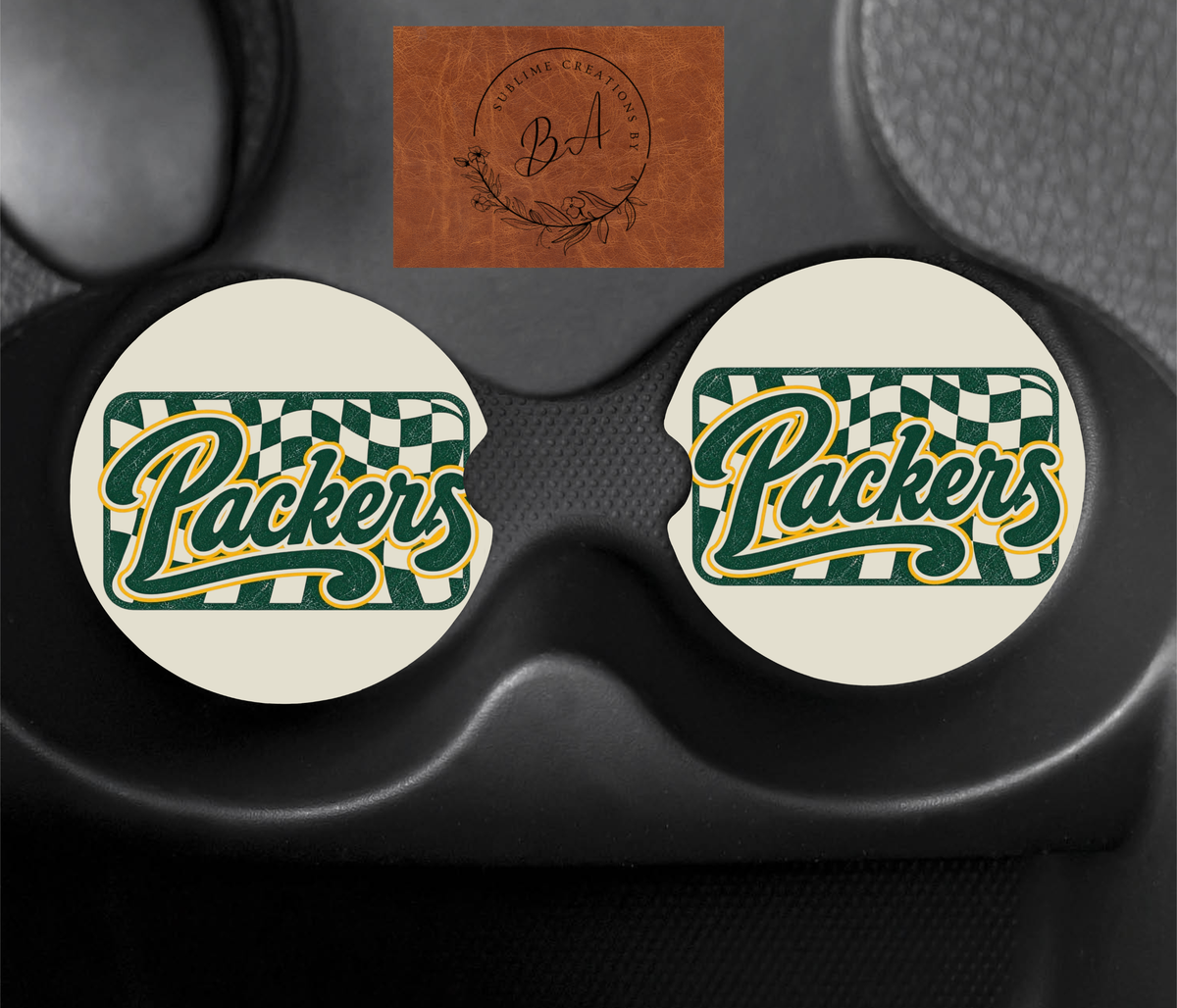 Packers Car Coaster Print Car Coaster Set