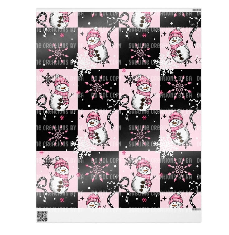 Festive Wrapping Paper- Pink Snowman