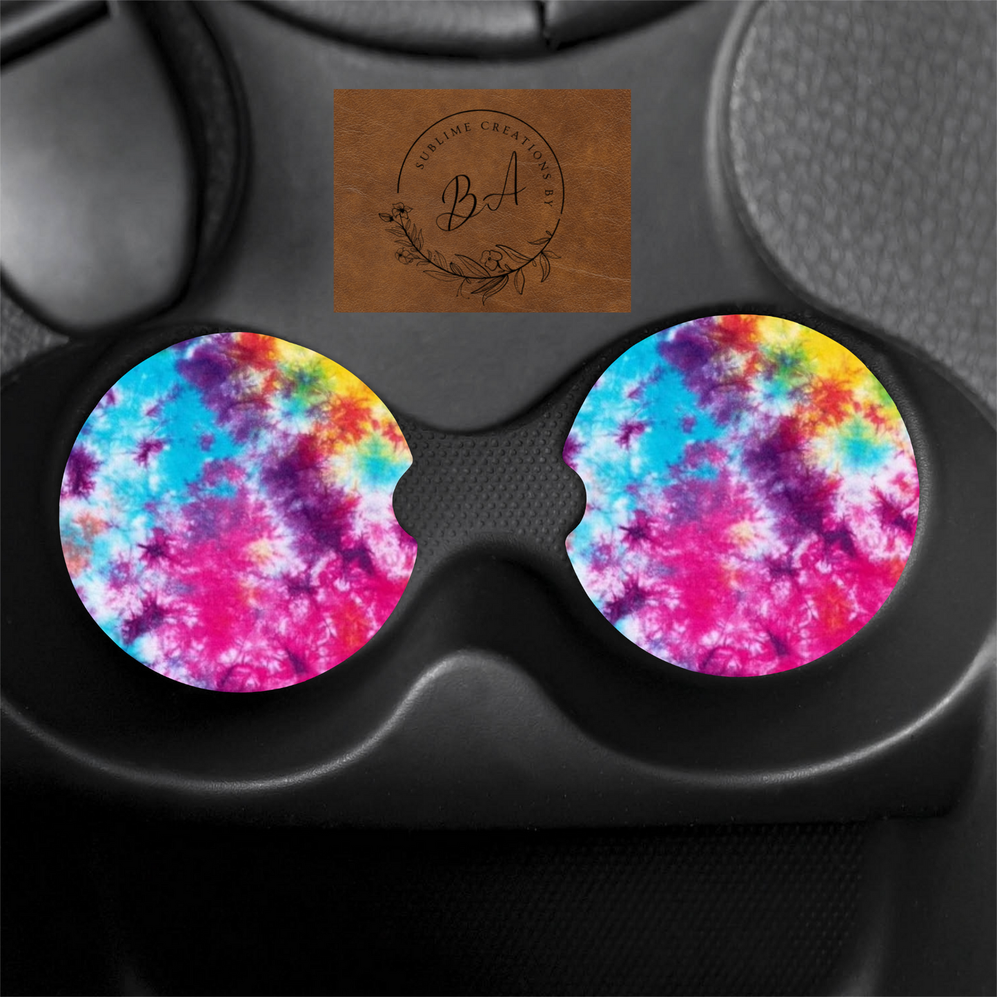 Tie Dye Print Car Coaster Set