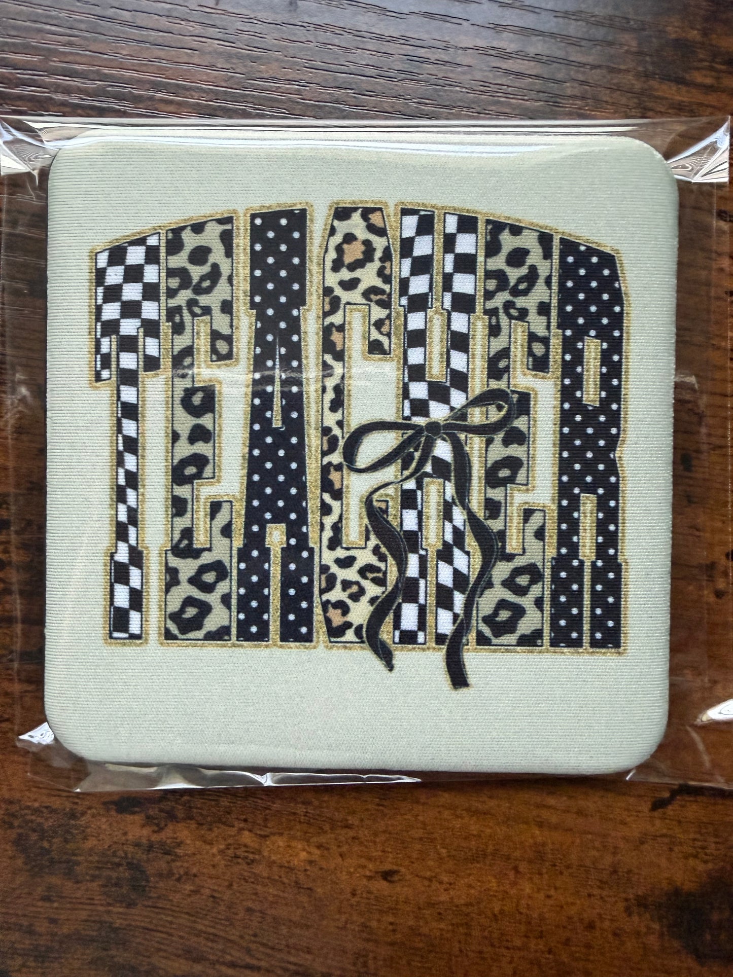 Coquette Teacher Bow Desk Coaster