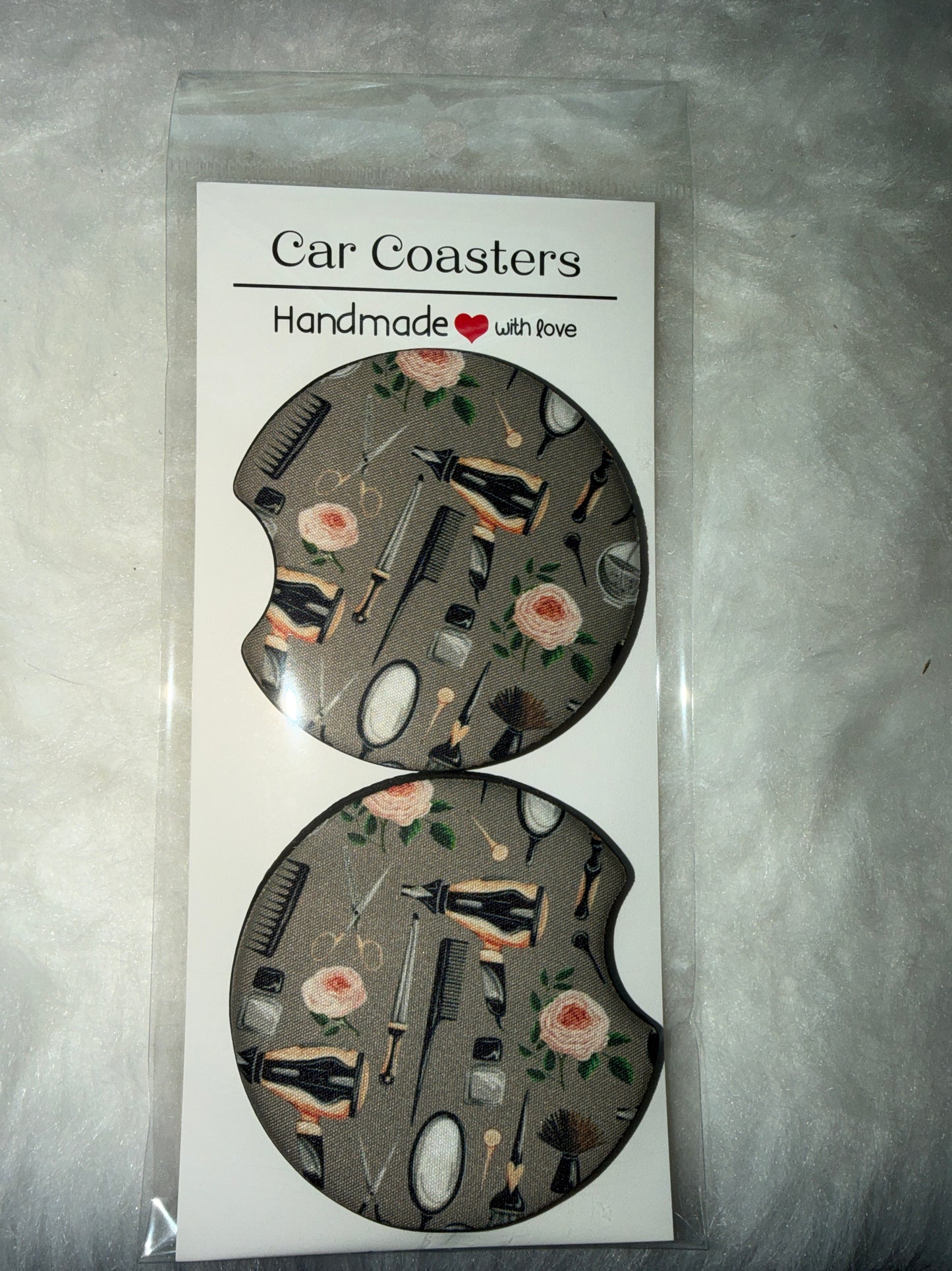 Hairstylist Print Car Coaster Set