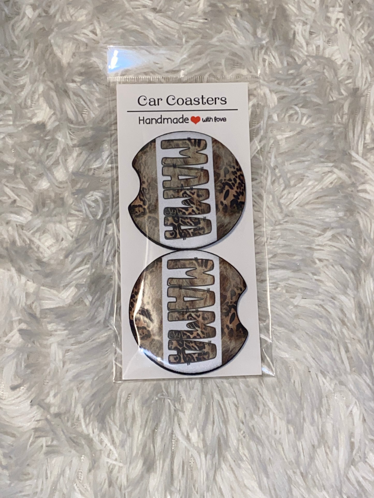 Leopard Hyde Mama Print Car Coaster Set