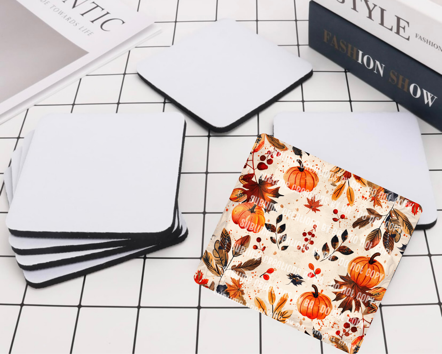 Autumn Pumpkin-Fall Coffee Coaster Set