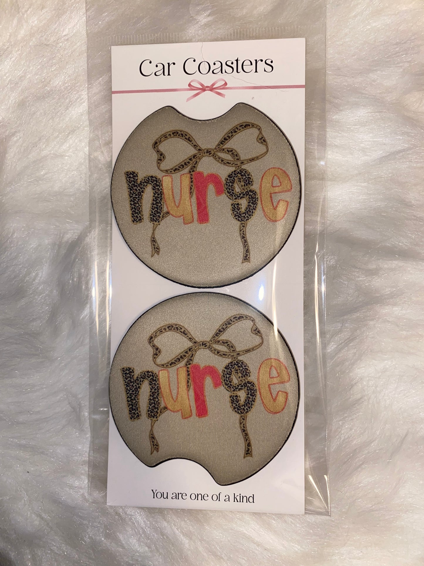 Leopard Nurse Print Car Coaster Set