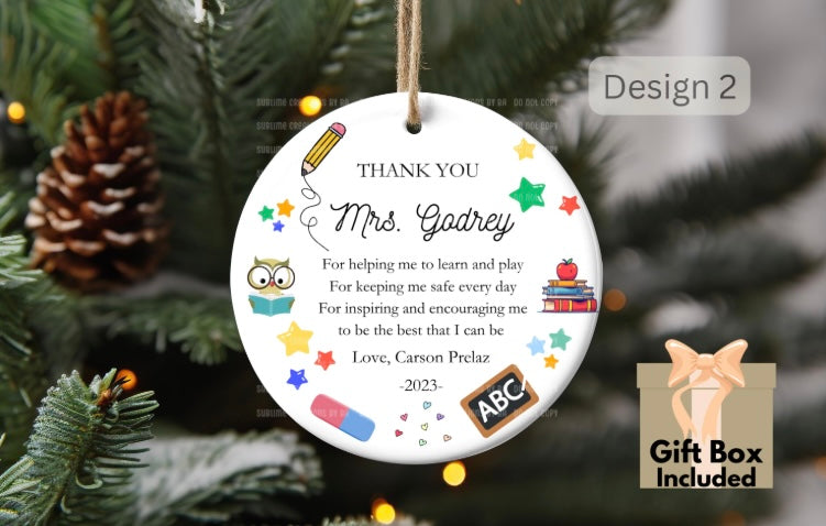 Custom Teacher Christmas Ornament