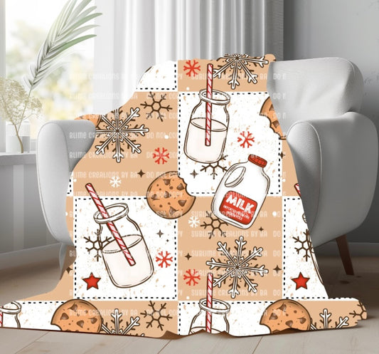 Milk and Cookies Cozy Holiday Sherpa Fleece Blanket, Velveteen Plush Throw