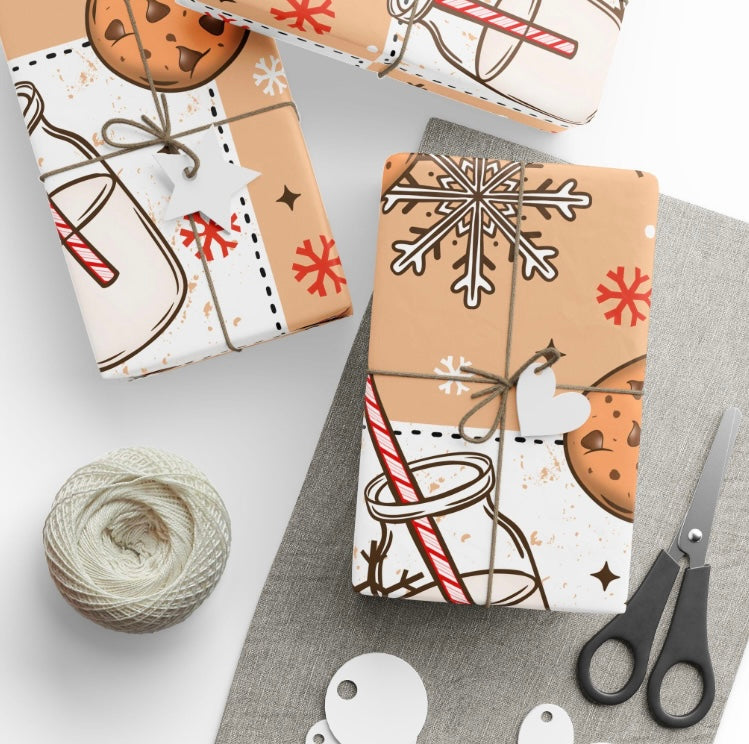 Festive Wrapping Paper- Milk and Cookies