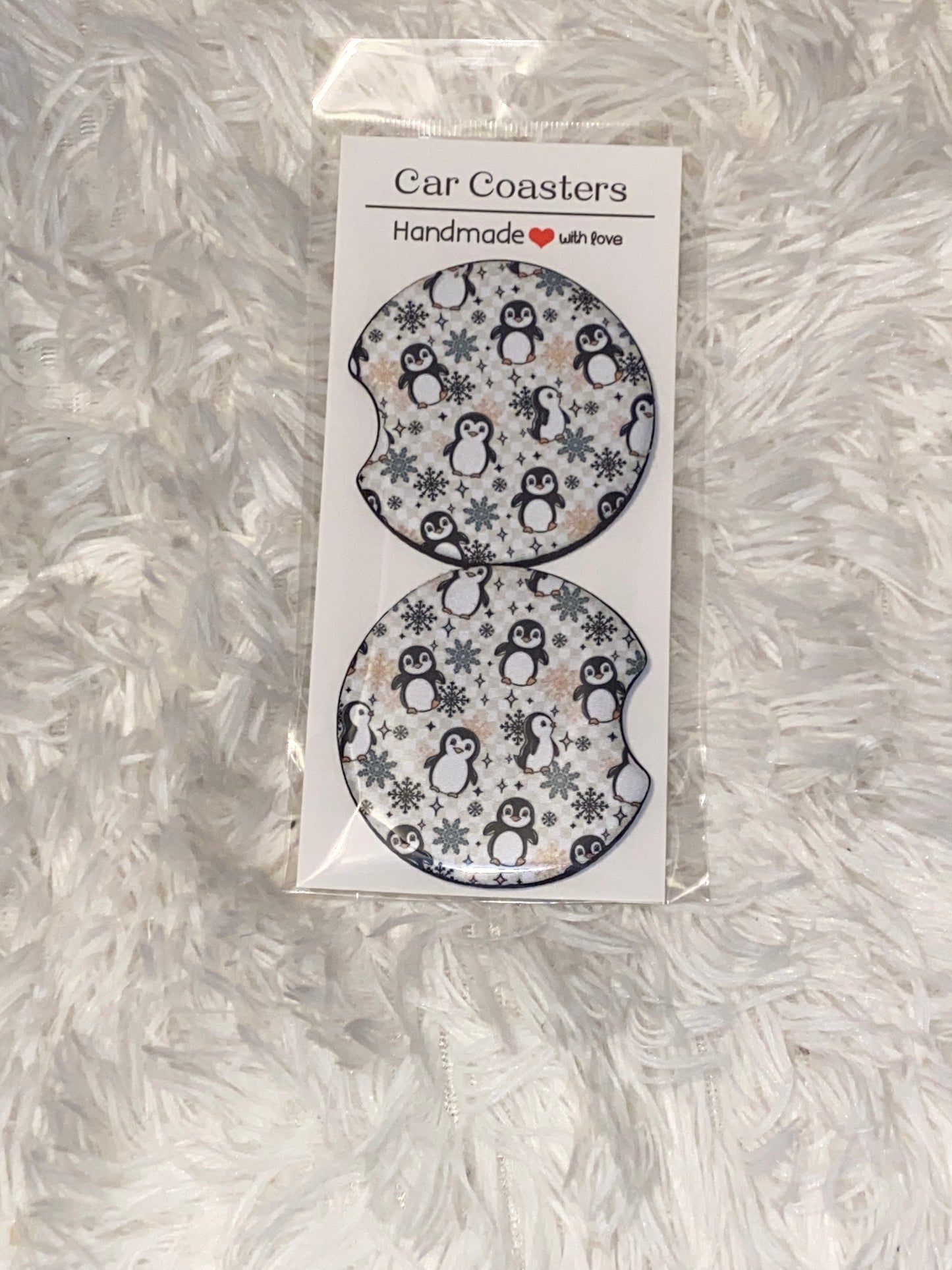 Too Cold Outside Print Car Coaster Set