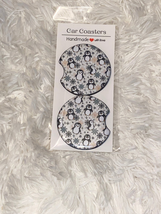 Too Cold Outside Print Car Coaster Set