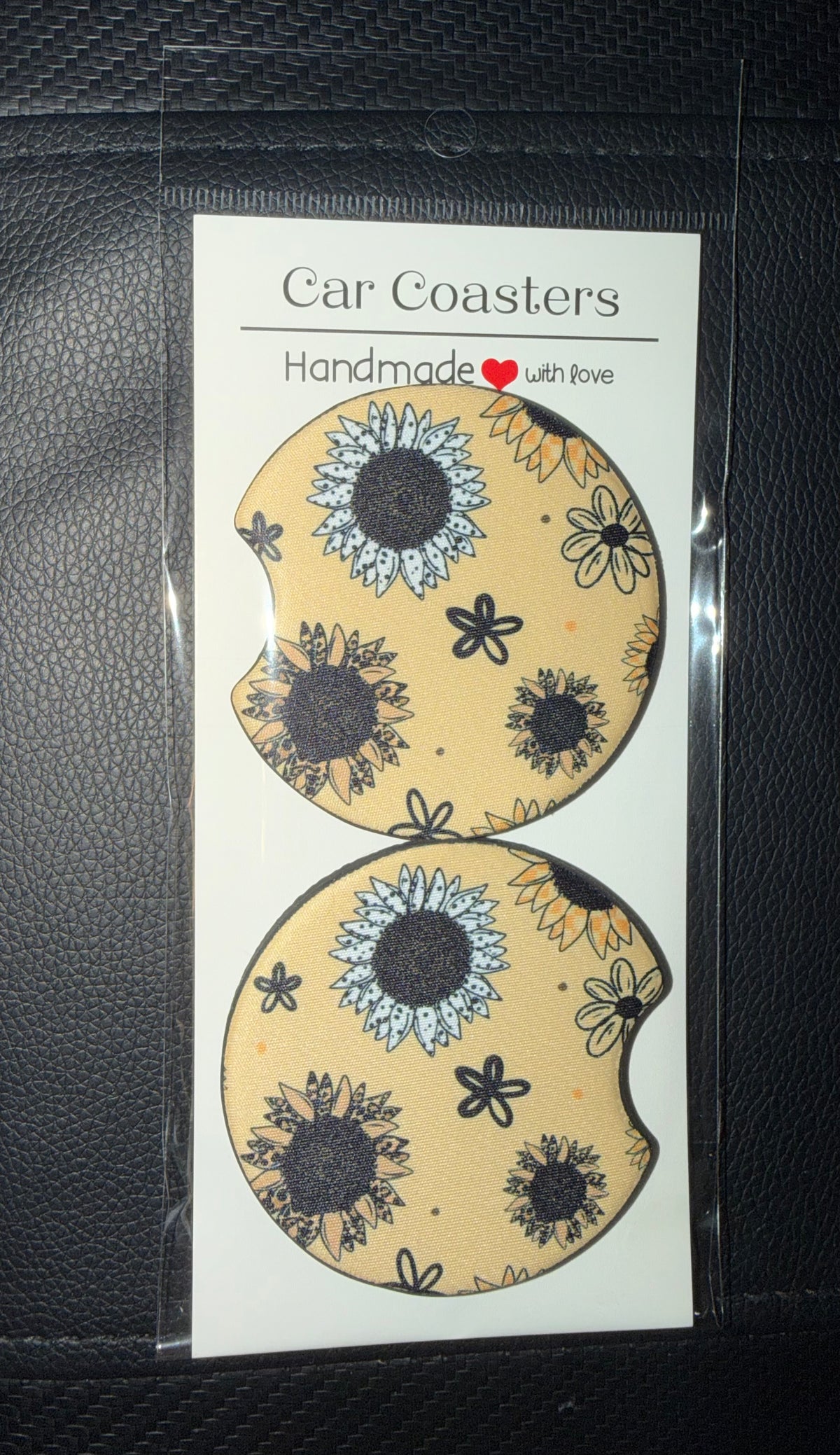 Patterned Sunflowers Seamless Car Coaster Sets