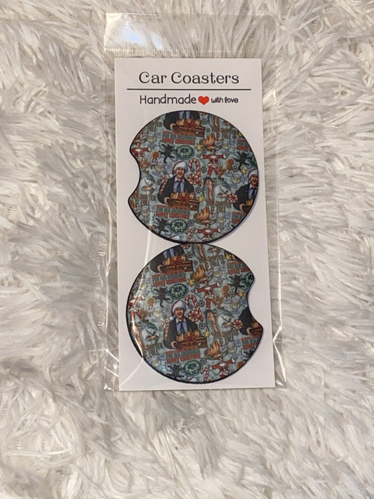 Clark Christmas Print Car Coaster Set